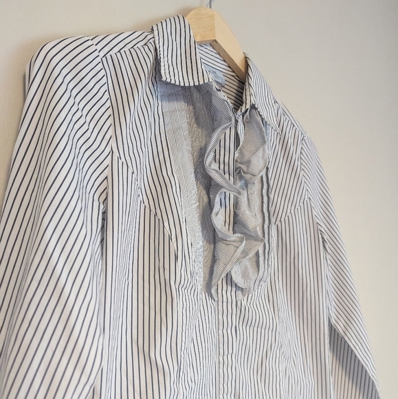 Worthington Frilly Striped Button Up - Picture 2 of 4